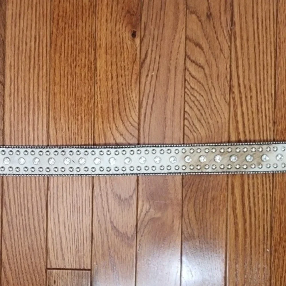 Vintage Nocona Belt Co Rhinestone Genuine‎ Leather Western Belt Silver Calf Hair